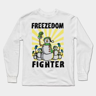Vintage Snowman Freezedom Fighter Pun Resist Revolution Long Sleeve T-Shirt